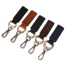 Retro Men Car Home School Key Ring PU Leather Metal Ring Solid Color PU Key Chain High Quality Customized Color Size